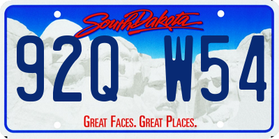 SD license plate 92QW54