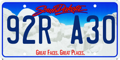 SD license plate 92RA30