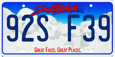 SD license plate 92SF39