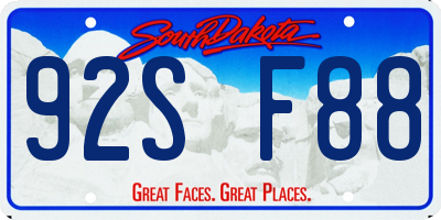 SD license plate 92SF88