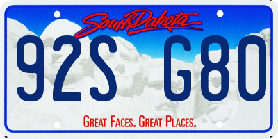 SD license plate 92SG80