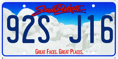 SD license plate 92SJ16