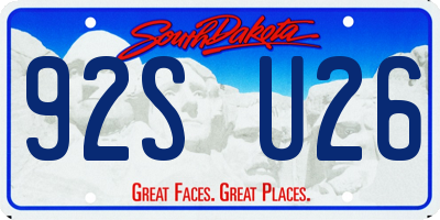 SD license plate 92SU26