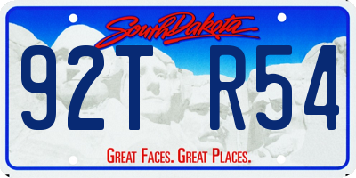 SD license plate 92TR54