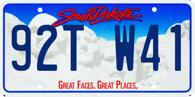 SD license plate 92TW41