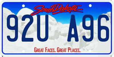 SD license plate 92UA96