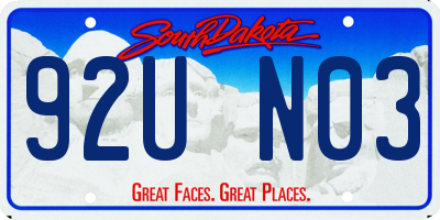 SD license plate 92UN03