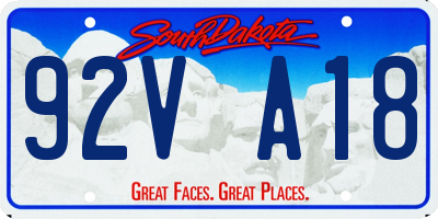 SD license plate 92VA18