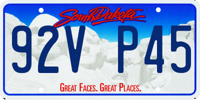 SD license plate 92VP45