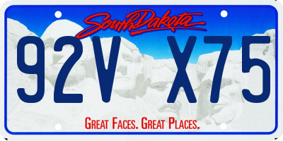 SD license plate 92VX75