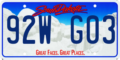 SD license plate 92WG03