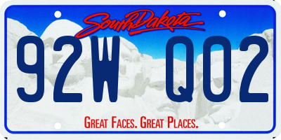 SD license plate 92WQ02