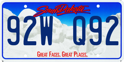 SD license plate 92WQ92