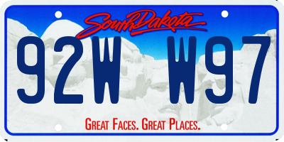 SD license plate 92WW97
