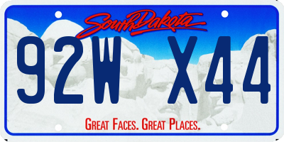 SD license plate 92WX44
