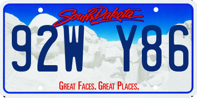 SD license plate 92WY86