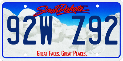 SD license plate 92WZ92