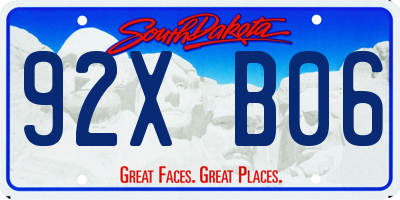 SD license plate 92XB06