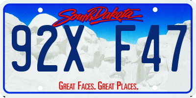 SD license plate 92XF47