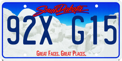 SD license plate 92XG15