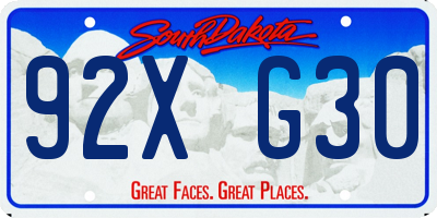 SD license plate 92XG30