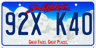 SD license plate 92XK40