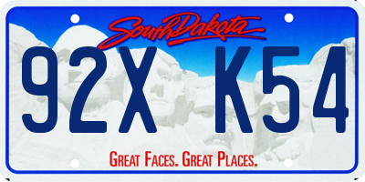 SD license plate 92XK54