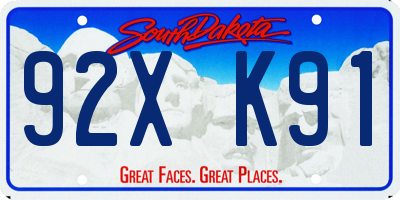 SD license plate 92XK91