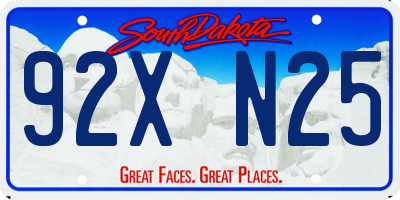 SD license plate 92XN25