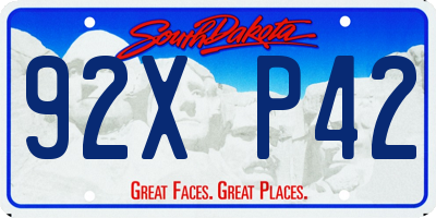 SD license plate 92XP42