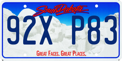 SD license plate 92XP83