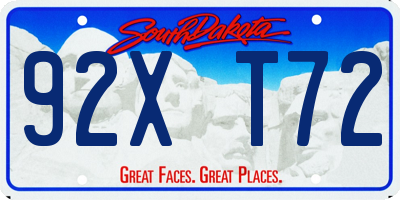SD license plate 92XT72