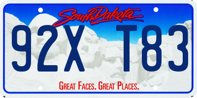 SD license plate 92XT83
