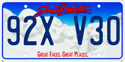 SD license plate 92XV30