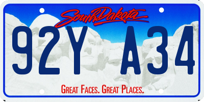 SD license plate 92YA34