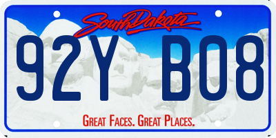 SD license plate 92YB08