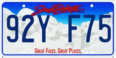 SD license plate 92YF75