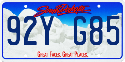 SD license plate 92YG85