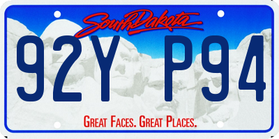 SD license plate 92YP94