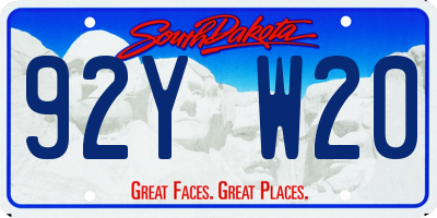 SD license plate 92YW20