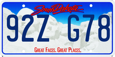 SD license plate 92ZG78