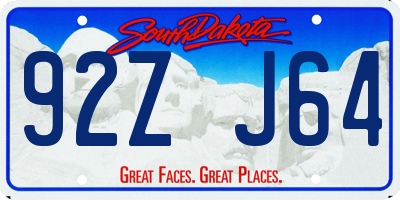 SD license plate 92ZJ64