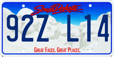 SD license plate 92ZL14