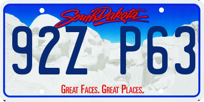 SD license plate 92ZP63