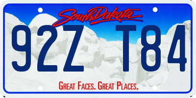 SD license plate 92ZT84