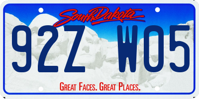 SD license plate 92ZW05