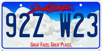 SD license plate 92ZW23