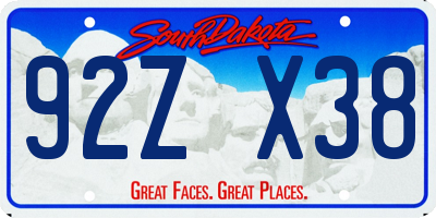SD license plate 92ZX38