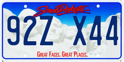 SD license plate 92ZX44