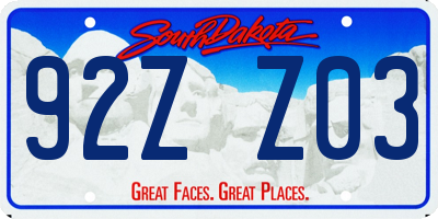 SD license plate 92ZZ03